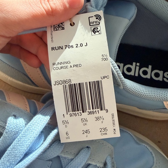 Adidas Kids Light Blue and White Sneakers - Picture 5 of 6
